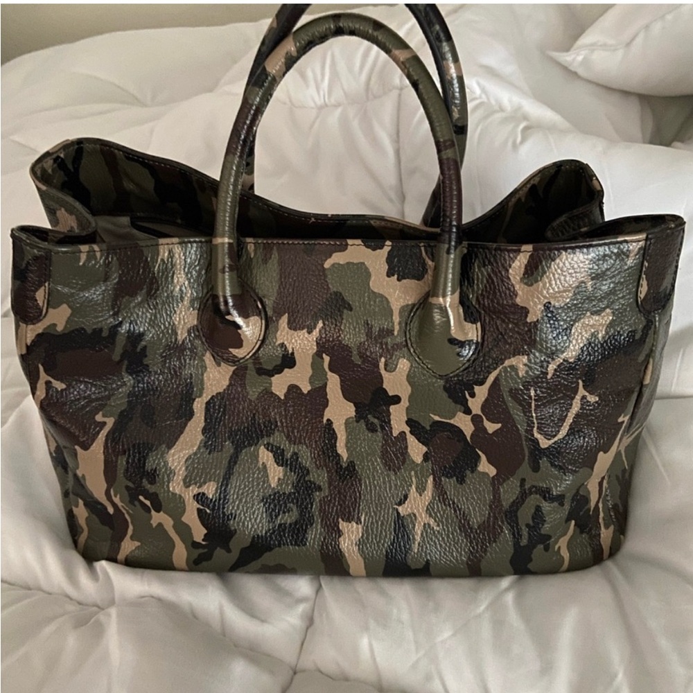 Camouflage Mark & Graham leather tote